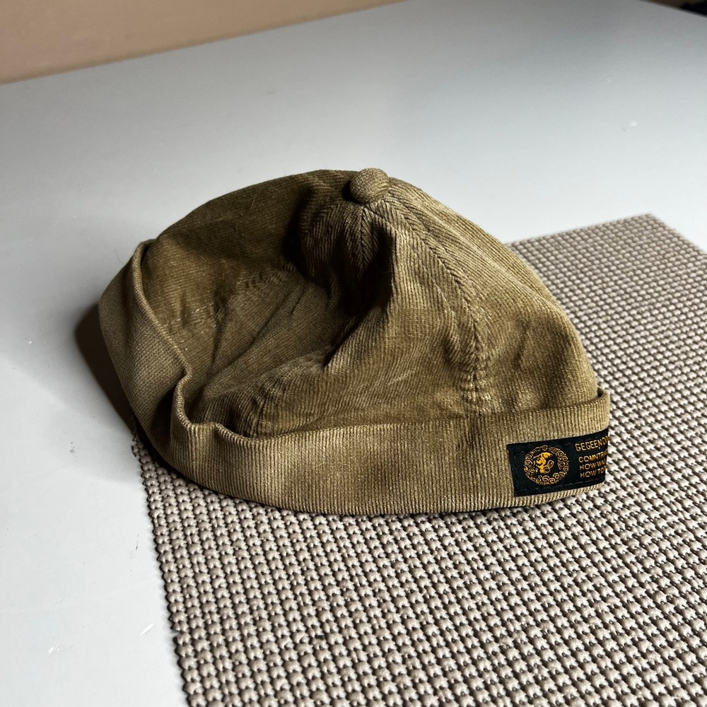 GEGEEN DOMOG Corduroy Brimless Docker Hat Khaki Tan Adjustable Miki Beanie Cap